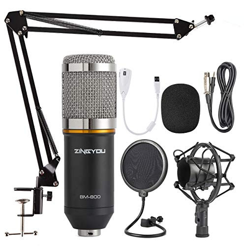 ZINGYOU Condenser Microphone Bundle, BM-800 Mic Kit with Adjustable Mic Suspension Scissor Arm, Shock Mount and Double-layer Pop Filter for Studio Recording & Brocasting (BM-800 Microphone Bundle) ZINGYOU Condenser Microphone Bundle, BM-800 Mic Kit with Adjustable Mic Suspension Scissor Arm, Shock Mount and Double-layer Pop Filter for Studio Recording & Brocasting (BM-800 Microphone Bundle)