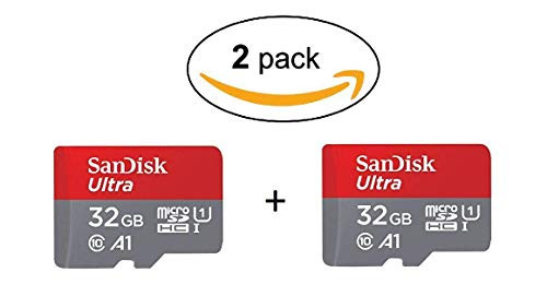 Sandisk Ultra 32GB Micro SDHC UHS-I Card with Adapter - 98MB/s U1 A1 - SDSQUAR-032G-GN6MA (2 Pack) (Renewed)