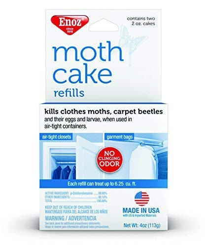 Enoz Moth Cake Refills Kills Clothes Moths, Carpet Beetles, and Eggs and Larvae (12) (Renewed)