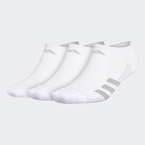 adidas Men's Superlite Stripe No Show Socks (3-Pair), White/Light Onix/Clear Onix/Clear Grey, XL, (Shoe Size 12-15)