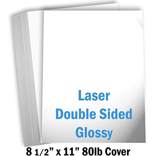 Hamilco White Glossy Cardstock Paper 8 1/2 x 11" 80 lb Cover Card Stock 50 Pack