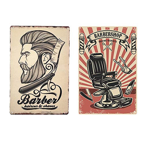 DoubleWood 2 Pack Barber Shop Theme Tin Sign Metal Wall Signs Metal Sign for Salon & Barbershop Decor 12" x 8" (Barber Shop) DoubleWood 2 Pack Barber Shop Theme Tin Sign Metal Wall Signs Metal Sign for Salon & Barbershop Decor 12" x 8" (Barber Shop)