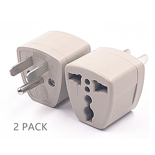 2 Packs High Performance Universal UK/EU/AU to US Adapter Travel Power Plug Adapter Converters 250V 10A Socket Converter Travel Adapter (3Pin-US)