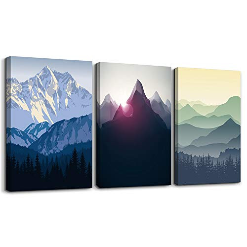 Canvas Wall Art for Living Room Wall decor posters Landscape painting Wall Artworks Pictures Bedroom Decoration, Mountain in Daytime sun?12x16 inch/piece, 3 Panels Abstract Canvas Prints bathroom art