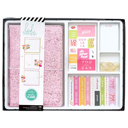 Heidi Swapp 314395 Color Fresh-Memory Planner-Journal Box Kit-Pink Glitter (106 Pieces), Multi