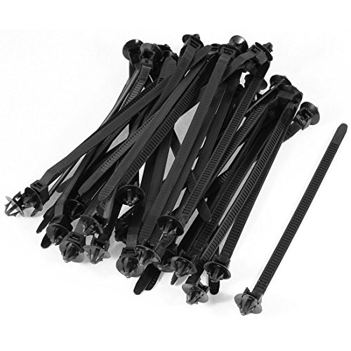 Uxcell Nylon Auto Dome Push Wire Cable Tie Cord, 167mm x 6.4mm, 40 Pcs, Black