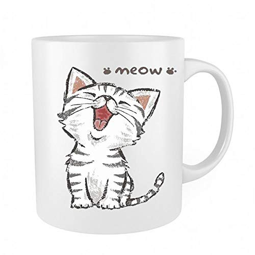 Funny Cute Cat Mug - Great gift For Child, Men, Women, Lover with Good Mood Coffee Mug White 11oz Ceramic Mugs Birthday Surprise for Cat Lovers Kitten Stuff