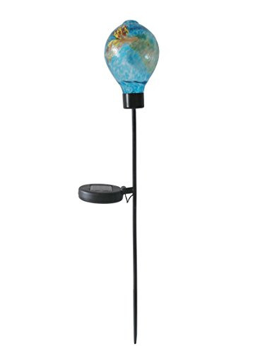 Pine Top 531-3001B Swirled Glass Globe Porch Light on Stake, Solar Blue