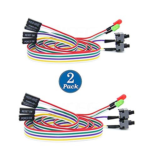 SiyuXinyi Computer Host Switch Line PC Case Power Push Button Cable ATX Computer On/Off & LED ATX Desktop Computer Case Motherboard On/Off Reset Switch Line Restart Power Supply (2 Pack)