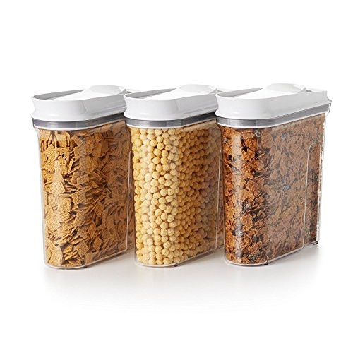 OXO Good Grips 3-Piece Airtight POP Cereal Dispenser Set,Clear,3 Piece Cereal Set