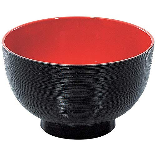 JapanBargain, Japanese Miso Soup Bowl Plastic Lacquered Rice Bowl Black and Red Color Dishwasher Safe Made in Japan, 14-oz