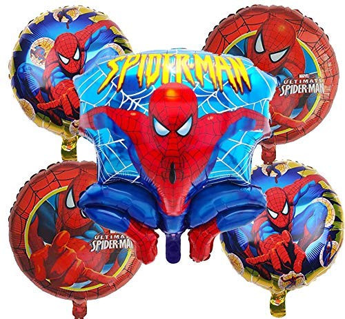 LOVSONG 5 PCS - Birthday Party Balloons - Spider Man Balloons - Adult & Kids Party Theme Decorations