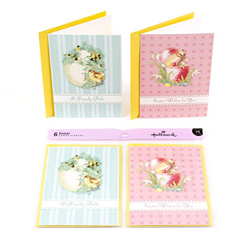 Hallmark Easter Cards Assortment, Vintage Chick and Bunny (6 Cards with Envelopes)