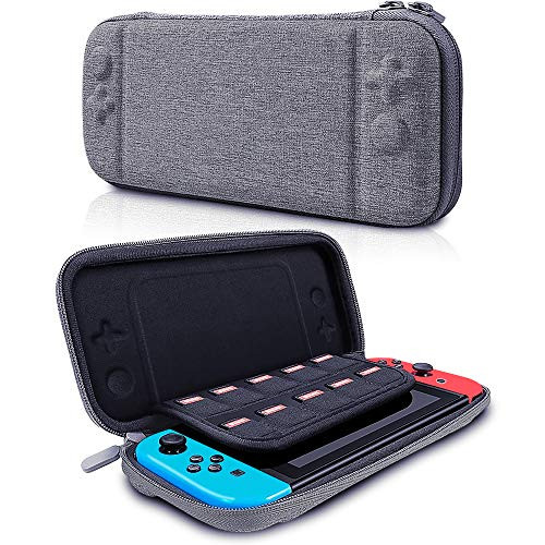 Nintendo Switch Slim Case Hard Storage Case Compatible, Protective Hardshell Travel Handle Case Carrying Bag, Nintendo Switch Console and Accessories with 10 Game Cartridges