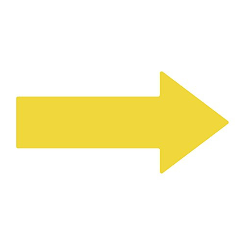 12 Inch Removable Arrow Decal | Temporary Floor and Wall Arrow Sticker - Yellow - Pack of 6
