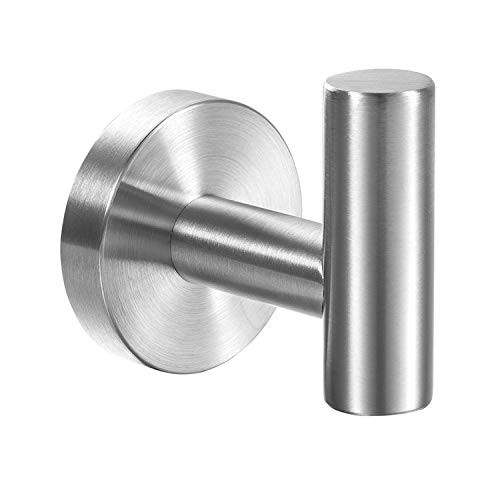 YGIVO Towel Hooks, Brushed Nickel SUS304 Stainless Steel Coat Robe Clothes Hook Modern Wall Hook Holder for Bathroom Kitchen Garage Hotel Wall Mounted 1 Pack (Brushed Nickel)