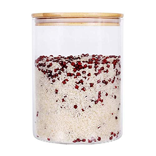 VIVILINEN Glass Storage Jar Containers Food Storage Canisters with Airtight Bamboo Lid for Serving Tea Coffee Spice Flour Sugar Candy Snack (108oz/3200ml)