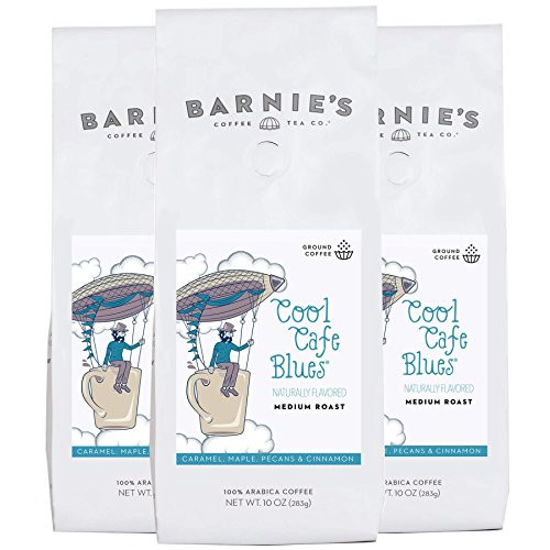 Barnie's Coffee & Tea Cool Café Blues Ground Coffee, Medium Roast, Arabica Coffee Beans, Three 10 oz. Bags
