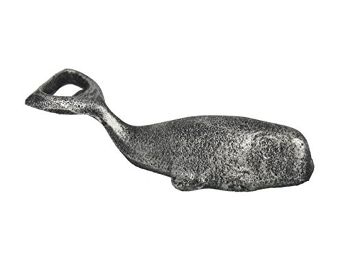 Hampton Nautical Rustic Silver Cast Iron Whale Sea Decoration Bottle Opener, 7" - Vintage Cast Iron Décor