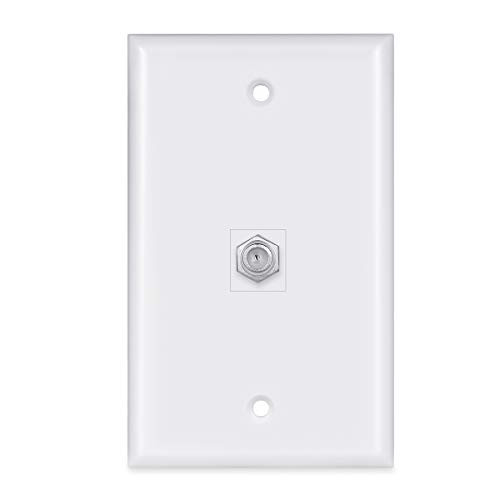 1 Port TV Cable Wall Plate,PHIZLI Cable TV Coax F Type Port Wall Plate in White