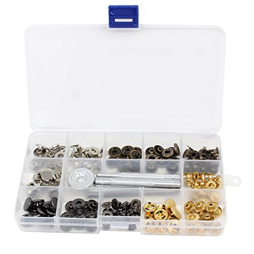AuSL 40 Sets Snap Fasteners Kit Press Studs Sewing Clothing Snaps Button with Fixing Tool for Fabric Leather Craft