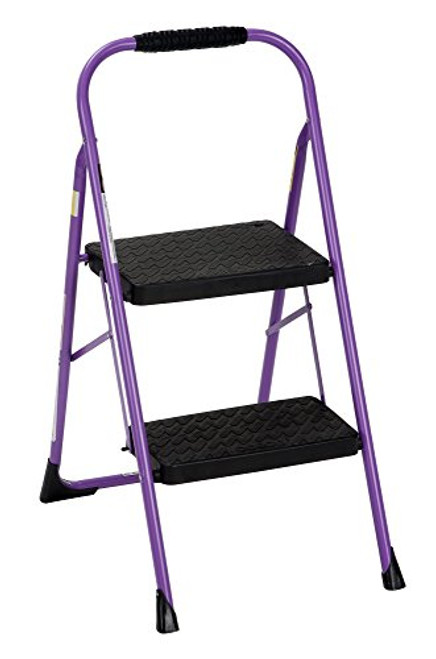 Cosco Two Step Big Step Folding Step Stool with Rubber Hand Grip, Purple (Renewed)