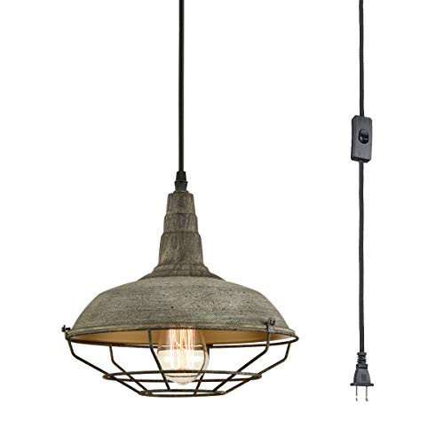 DANXU Farmhouse Plug in Pendant Light with 10 Feet Hanging Cord Hanging Lighting Fixture