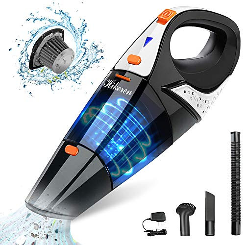 Hikeren Handheld Vacuum, Hand Vacuum Cordless 7Kpa Strong Suction Powered by Li-ion Battery Rechargeable Quick Charge Tech, Mini Vacuum for Home and Car Cleaning, Orange