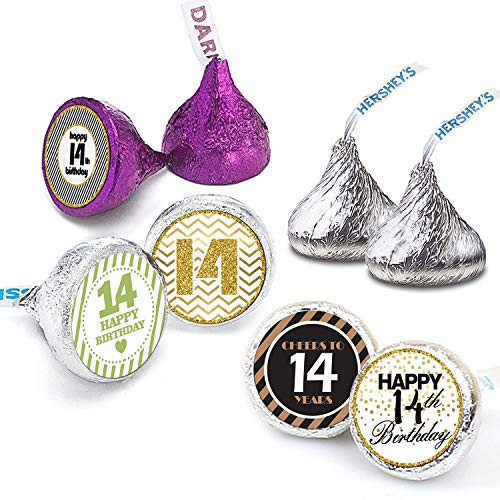 Happy 14th Birthday Stickers For 14 Years Old Party Decoration - Birthday Favor Labels -240 Count
