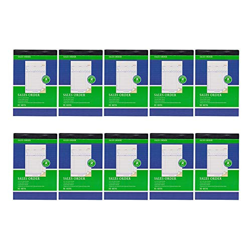 Sales Order Book, 2-Part, Carbonless, White/Canary, 4-3/16 x 7-3/16 Inches, 50 Sets per Book by AmberCity (10 Set)