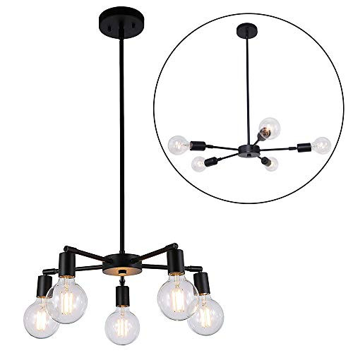 Lingkai Modern Chandelier 5-Light Pendant Light Ceiling Lighting Kitchen Island Light Industrial Hanging Light Fixture