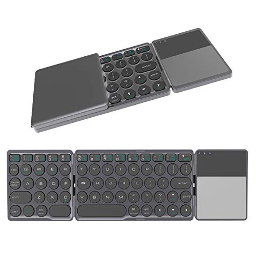 Upgrade,Foldable Bluetooth Keyboard,Ultra-Thin, Ultra-Light Portable Wireless Bluetooth Keyboard for iPad, iPhone, Compatible with iOS, Android and Windows Tablet Devices,Black