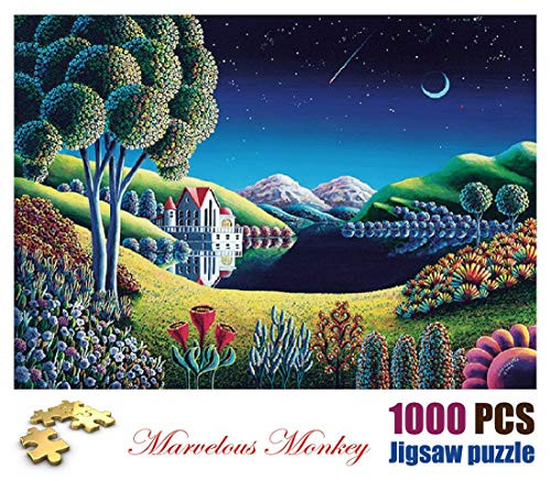 Marvelous Monkey 1000 Pieces - Quite Night Puzzle Difficult Jigsaw Puzzles Challenge Game for Adults and Kids