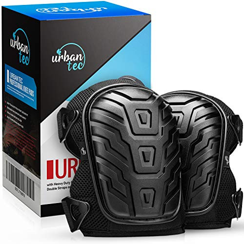 Protective Knee Pads For Work - Heavy Duty Kneepads For Men With Comfortable Foam Padding Gel Cushion Pad. For Construction Flooring Gardening And Roofing. Strong Straps With Adjustable Easy-Fix Clips