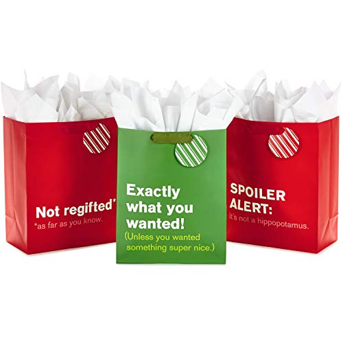 Hallmark 13" Large Christmas Gift Bag Bundle with Tissue Paper, Funny Holiday (Pack of 3, Red and Green) Hallmark 13" Large Christmas Gift Bag Bundle with Tissue Paper, Funny Holiday (Pack of 3, Red and Green)