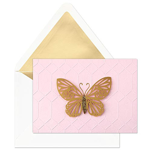 Hallmark Signature Blank Cards, Pink Butterfly (8 Cards with Envelopes)