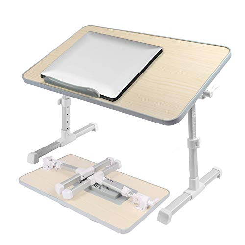 Laptop Table for Bed and Sofa - Adjustable Portable Foldable Laptop Desk - Standing Desk Couch Table with Cooling Fan - Tablet Computer Tray with Foldable Legs.