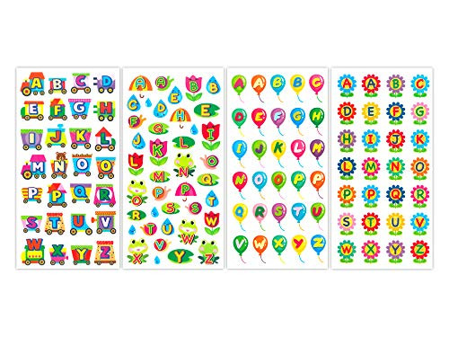 JourneyCraft - Kids Arts and Crafts Letter Stickers - Fun with Fonts | X-Large Alphabet Stickers | 126 Piece Sticker Pack on 4 Sticker Sheets | Premium Kids Scrapbook Stickers