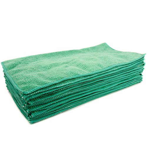 Zwipes Professional Microfiber Cleaning Cloth Towels, Premium Cleaning Supplies for Car Wash, Window Cleaner, Shop Towels, Counter Tops, Offices and more, 16x16 inch Towel Set, 12-Pack, Green