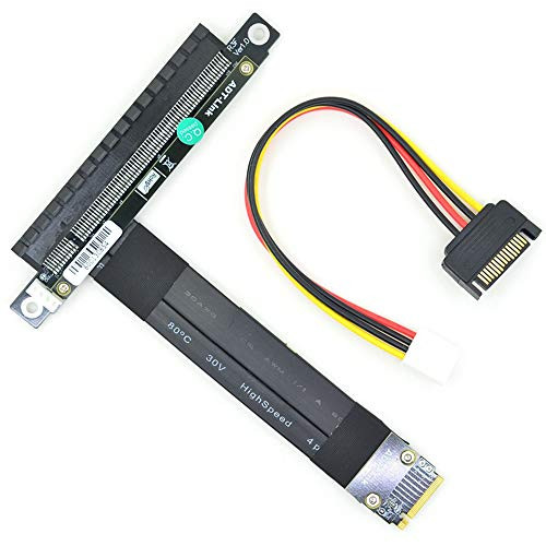 M.2 NGFF NVMe to PCIe x16 Extension Adapter Cable Gen3 SATA Power Cable 32G/BPS PCI-E 3.0 Riser Card for BTC Miner 2230 2242 2260 2280 M2 16x ADT (15CM, R43SF)