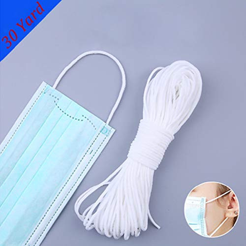 30 Yards Elastic Cord for Mask,3mm White Soft Elastic Cord String Rope Round Elastic Cord High Elasticity Knit Strap for Making Masks DIY Sewing Crafts Ear Loop