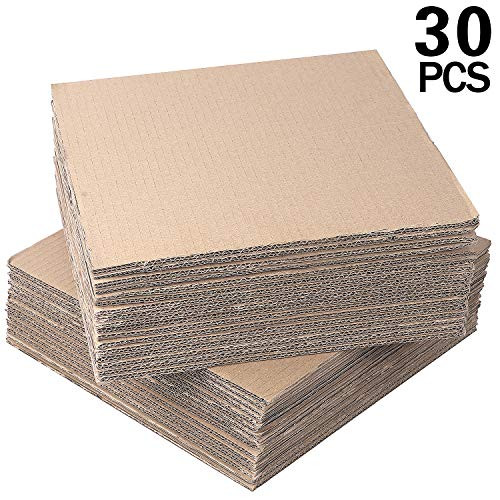 KEILEOHO 30 Packs 12 x 12 Inch Corrugated Cardboard Sheets, 1/4 5 Layer Extra Thick High Strength Double Face Flat Corrugated Cardboard Fillers Pads Inserts for Packing, Mailing and Crafts