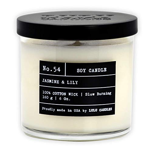 Lulu Candles | Jasmine & Lily | Luxury Scented Soy Jar Candle | Hand Poured in The USA | Highly Scented & Long Lasting | Small - 6 Oz.