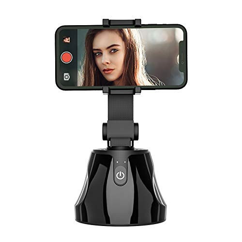 Smart Selfie Stick 360°Rotation Auto Face Object Tracking Smart Shooting Camera Phone Mount, Vlog Tictok Shooting Smartphone Mount Holder with All iOS and Android Phone (Black)