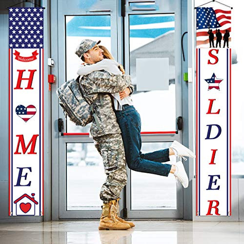 Welcome Home Soldier Sign Banner Military Army Soldier Homecoming Patriotic Decoration Bunting Garland