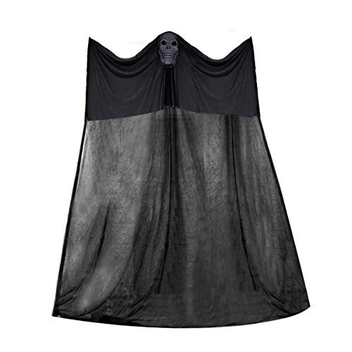 anroog 12FT Halloween Ghost Hanging Decorations Scary Creepy Outdoor/Indoor Decor -Scary Grim Reaper Skull (Black)