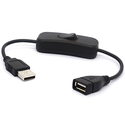 Short USB Cable USB 2.0 Male to Female Extension Cord with Click Button Switch Power On Off for Raspberry Pi Arduinoc 28CM