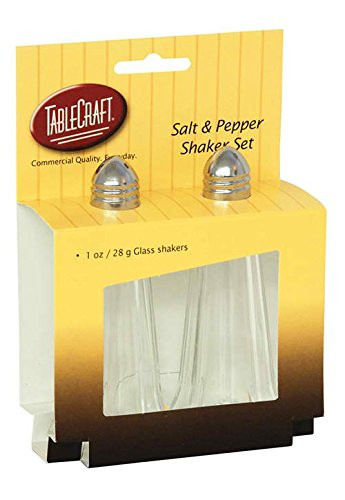 Tablecraft 1 oz. Eiffel Tower, Glass Salt & Pepper Shakers, Chrome Plated Metal Tops, (Pack of 2)