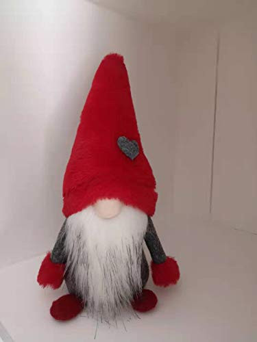 Amazlab Red Swedish Christmas Santa Gnome Plush Doll, Handmade Scandinavian Tomte Nordic Nisse Sockerbit Elf Dwarf Decoration, Christmas Party Gifts,Red Hat, 11 Inch