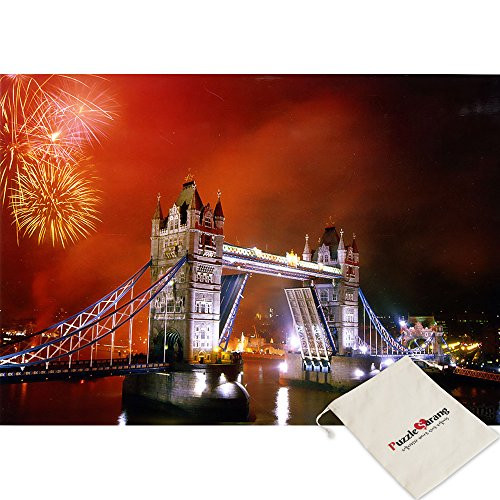 Puzzle Life,Tower Bridge Fireworks Festival In London - 500 Piece Jigsaw Puzzle [Pouch Included]